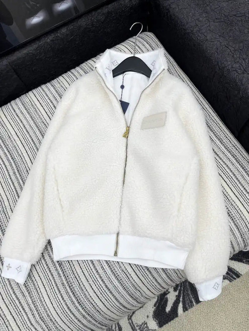 LV Coat Louis Vuitton Women Lambswool zipper Jacket L55800