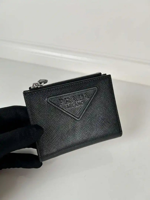 Prada 1ML050 Small Saffiano leather wallet Black Logo