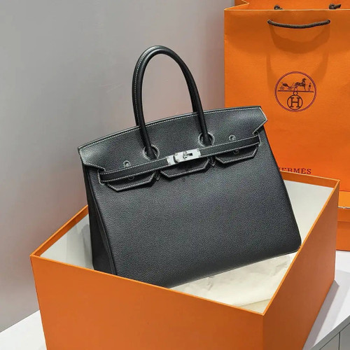 Hermes Birkin 35 Togo Leahter Bag Silver Hardware H92127