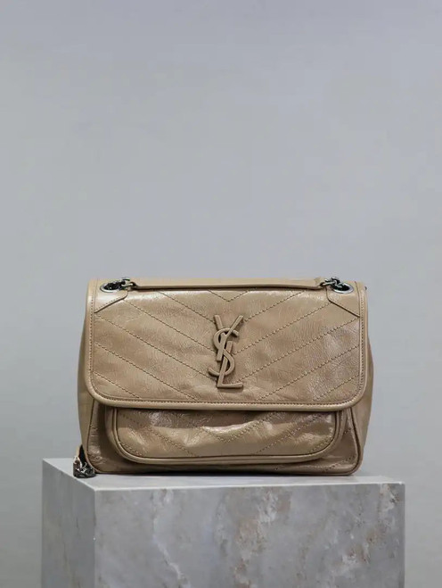 Yves Saint Laurent YSL 633158 Niki Medium In Quilted Leather Bag Apricot
