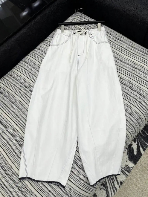 Chanel Women Used drawstring sickle jeans Jeans C58814