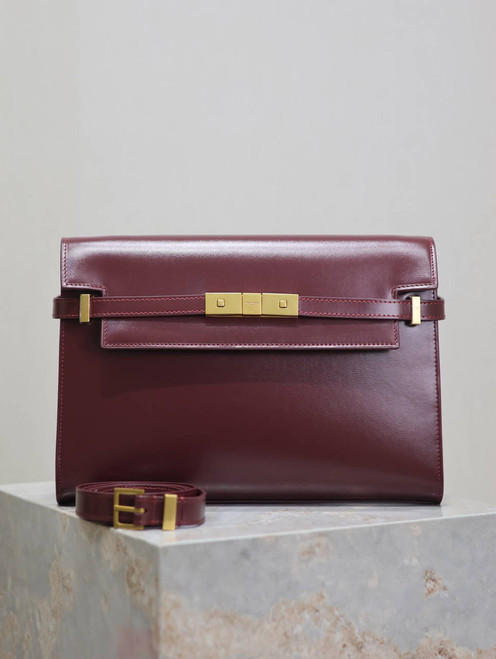 YSL 579271  Manhattan In Box Saint Laurent calfskin Wine Red