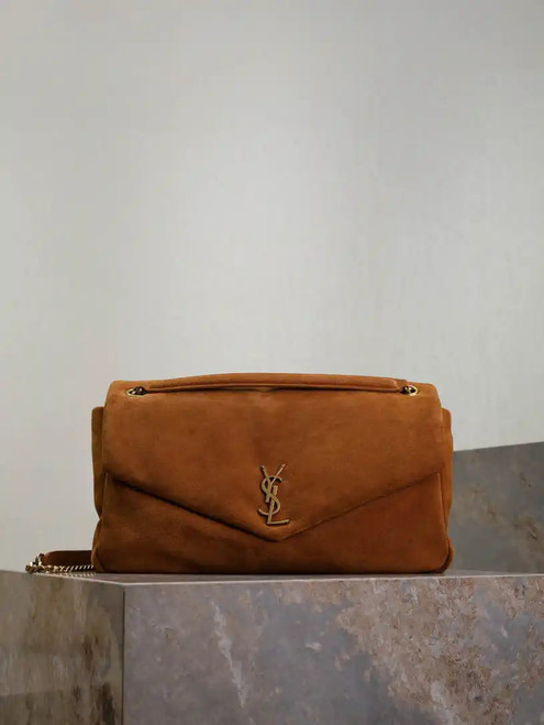 YSL 777399 Calypso large in Suede Brown