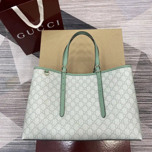 Gucci 815213 GG Emblem Large Tote Bag Ligth Green