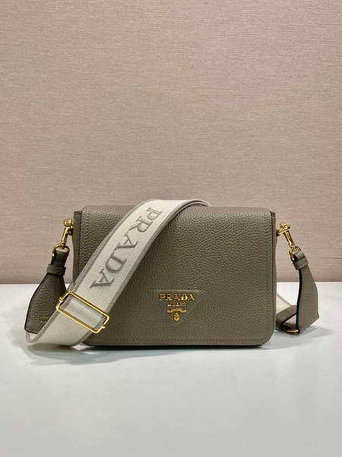 Prada 1BD314 Leather shoulder bag Clay Gray