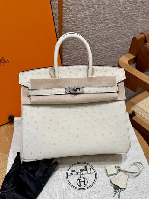Hermes Birkin Bag Ostrich Leather Fully Handmade H92100