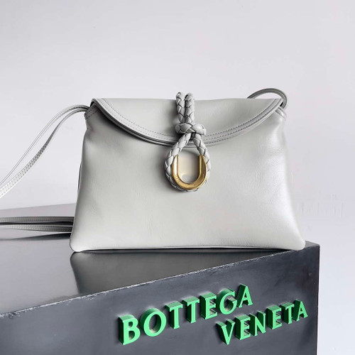 Bottega Veneta BV 806034V4SJ12250 Medium Liberta Bag Gray White