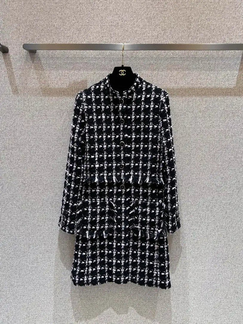 Chanel Women's Plaid denim long Clothing Coat C62301