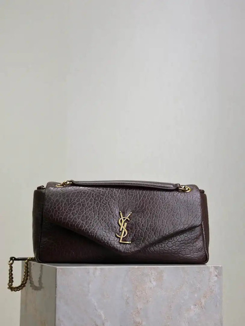 YSL 800916 CALYPSO medium in grained lambskin Dark Brown