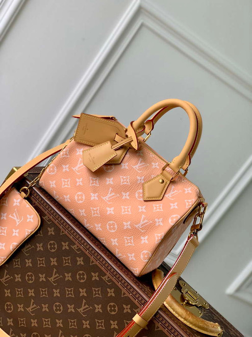 LV M24424 Louis Vuitton Speedy P9 Bandoulière 25 Monogram Bag Pastel Peach