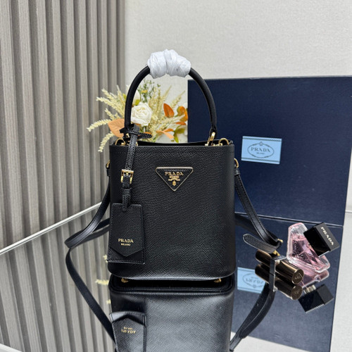 Prada 1BA217 Panier small Saffiano leather bag Black