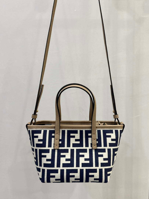 Fendi 8BS096 Roll Mini Midnight blue FF chenille mini-bag 8655