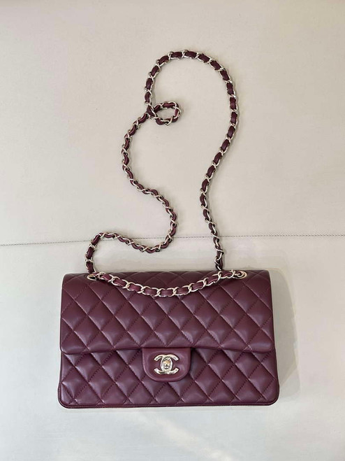 Chanel A01112 Flap Classic 11.12 Handbag Wine Red Lambskin Gold