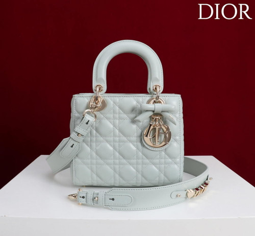 Dior M0531OUQA_M030 Small Lady Dior Bag with Light Blue Cannage Lambskin