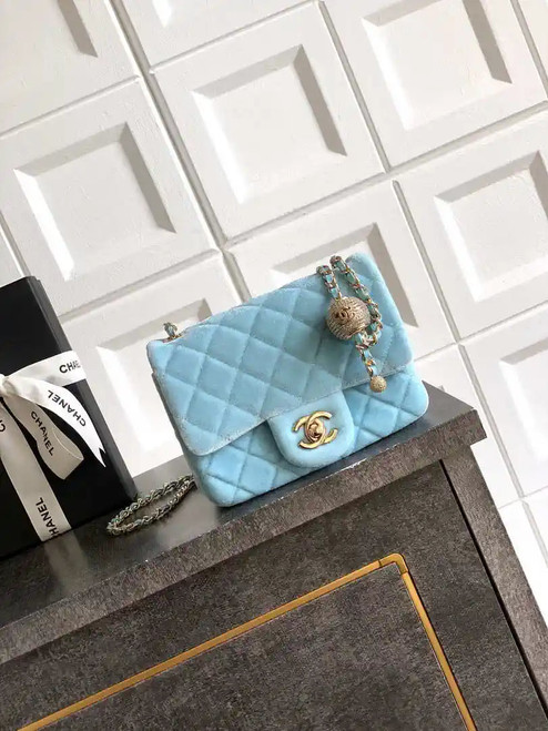 Chanel AS1786 Mini Flap Bag 25B Velvet Blue