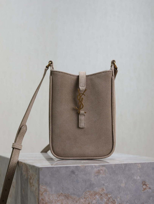 YSL 735214 LE 5A7 Supple Mini In Suede Gray