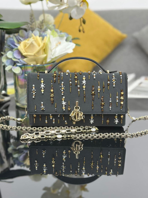 Dior S0980 Mini Miss Dior Bag Latte M0997 Embroidery with shimmering beads