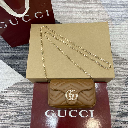 Gucci 841290 GG Marmont Mini Shoulder Bag Brown