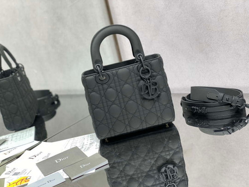 Dior M0531 Small Lady Dior Bag Gray Cannage with enamel buckle