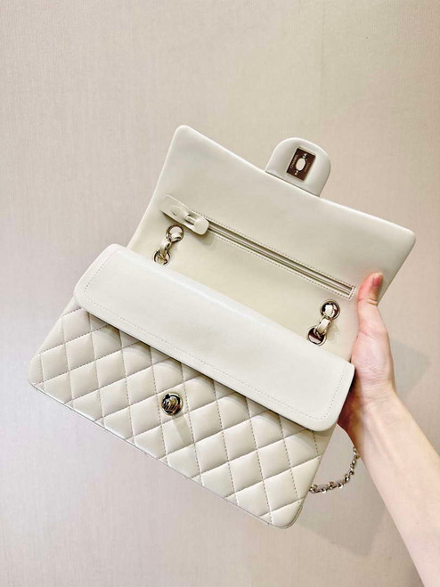 Chanel A01112 Flap Classic 11.12 Handbag White Lambskin Gold