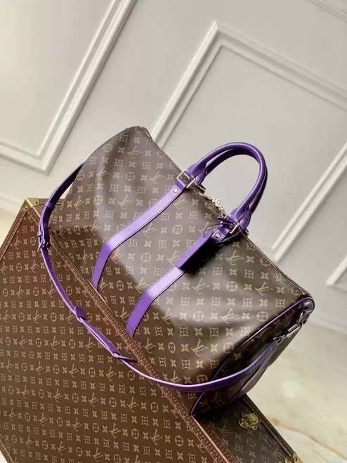 LV M46775 Louis Vuitton Keepall Bandoulière 50 Travel Bag Monogram Purple M12633