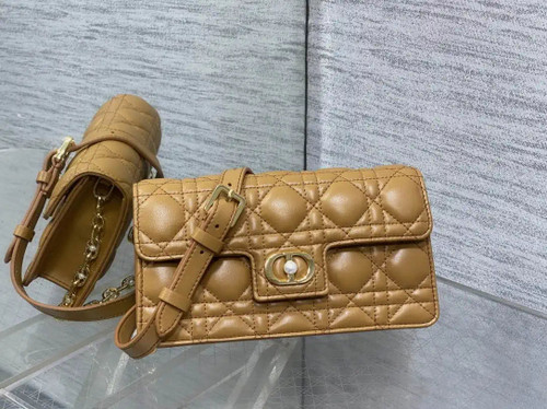 Dior Small Dior Jolie Bag With Chain Cannage Calfskin S3117 Caramel