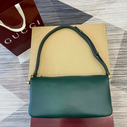 Gucci 860787 Gucci Half Horsebit Medium Shoulder Bag Green