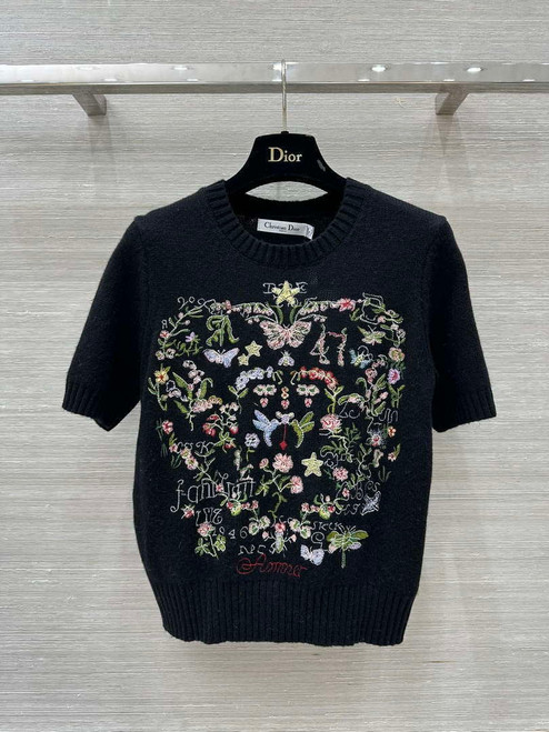 Dior Women's Floral embroidered short sleeves Sweater D38006