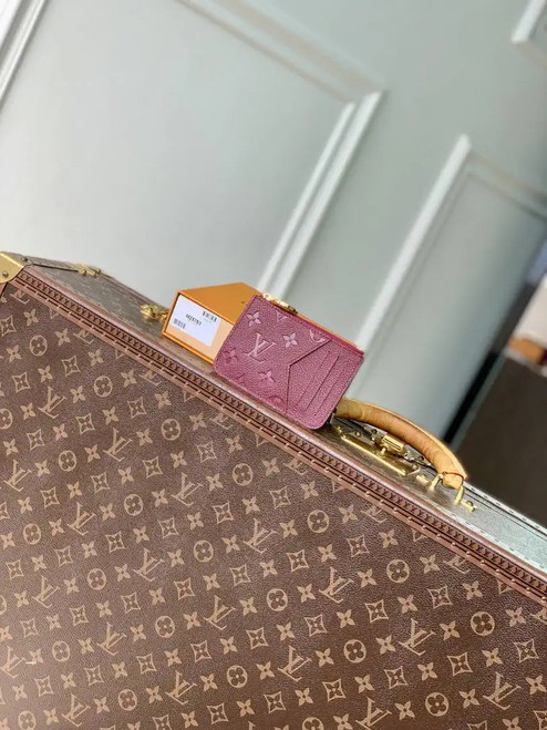 Louis Vuitton LV M25763 Romy Card Holder Monogram Empreinte Leather Wine Red