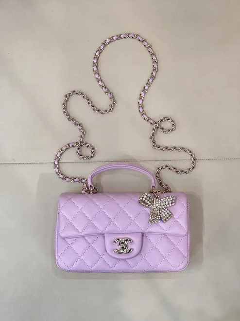 Chanel AS2431 Mini Classic Handbag With Top Handle CC19044  Strass & Gold-Tone Metal