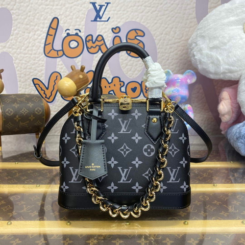 LV M12289 Louis Vuitton Alma BB Calfskin Leather Bag Black