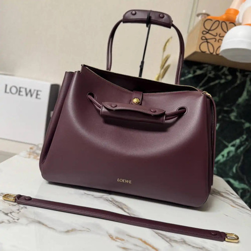 Loewe AANBSPBX01 Large Madrid bag in supple calfskin Wine Red