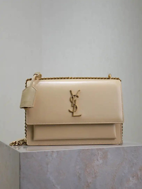 YSL 442906 SUNSET MEDIUM IN  SMOOTH LEATHER Apricot