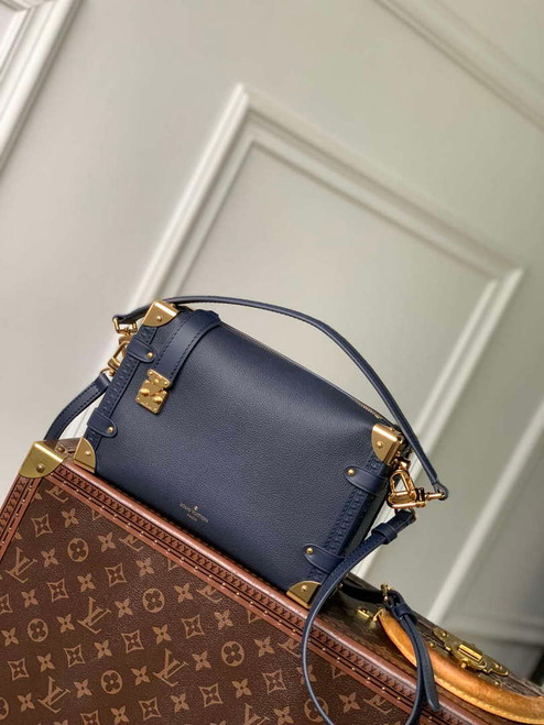 LV M15226 Louis Vuitton Side Trunk MM Handbag Navy Blue