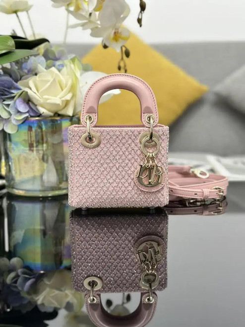 Dior S0856 Micro Lady Dior Limited edition Embroidery with pink beads
