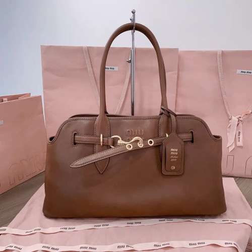 MiuMiu 5BG310 Aventure nappa leather bag Brown