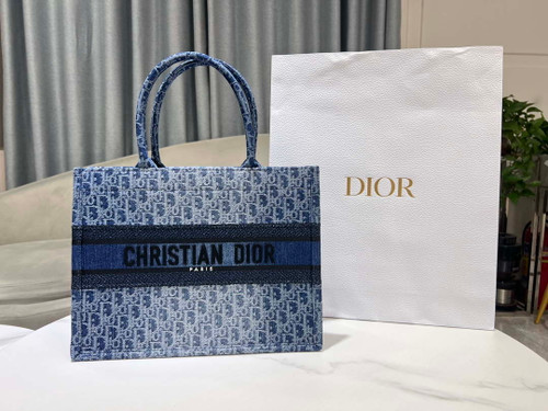 Dior M1296 Medium Dior Book Tote Blue Denim Dior Oblique Jacquard M2014