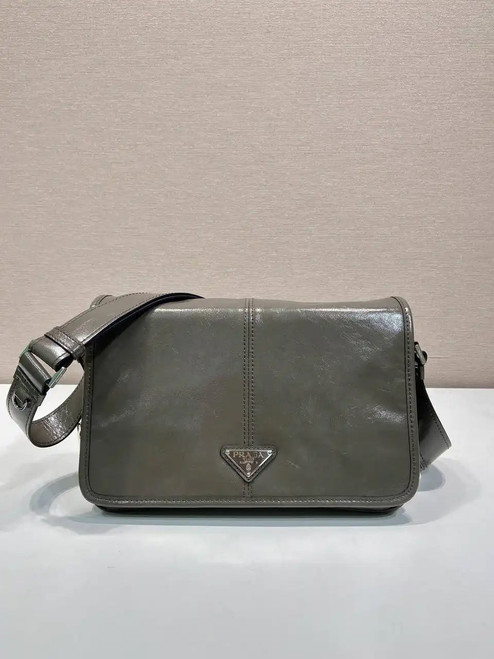 Prada 2VD073 Wax leather shoulder bag Gray