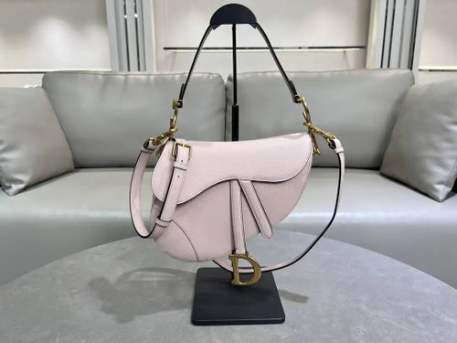 Dior M0455 Saddle Bag With Strap Grained Calfskin Pink M0456