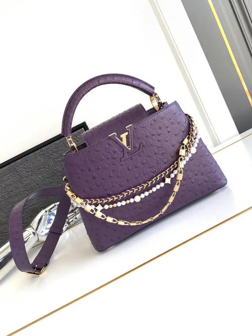 LV M87313 Louis Vuitton Ostrich Capucines BB Purple