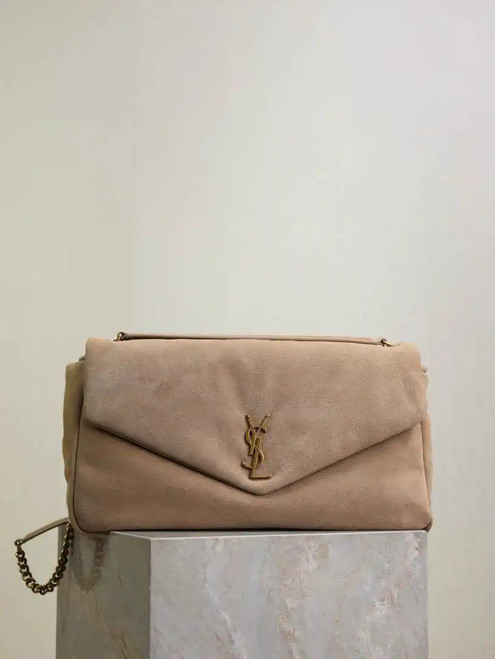 YSL 777399 Calypso large in Suede Apricot