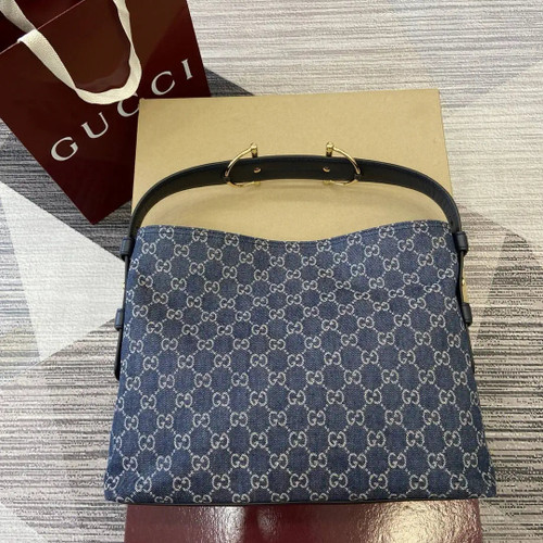 Gucci 850926 Gucci Beatrix Medium Tote Bag Navy Blue GG canvas