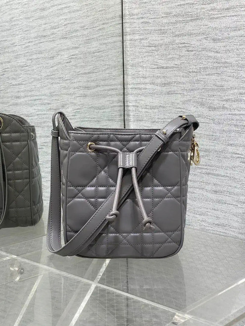 Dior Small D-Motion Bag Macrocannage Lambskin M2851 Gray