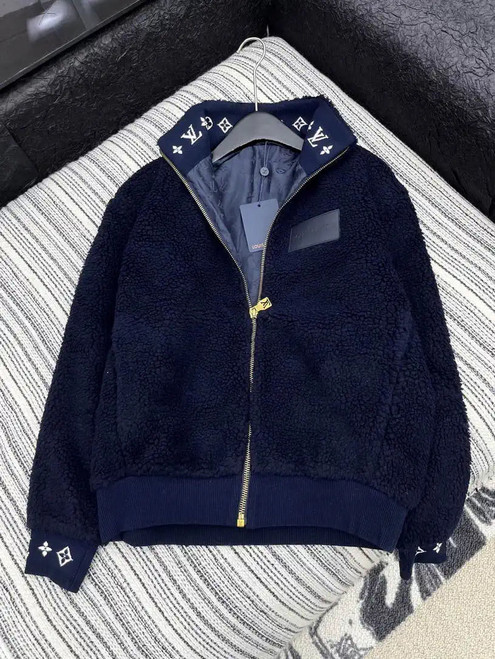 LV Coat Louis Vuitton Women Lambswool zipper Jacket L55801
