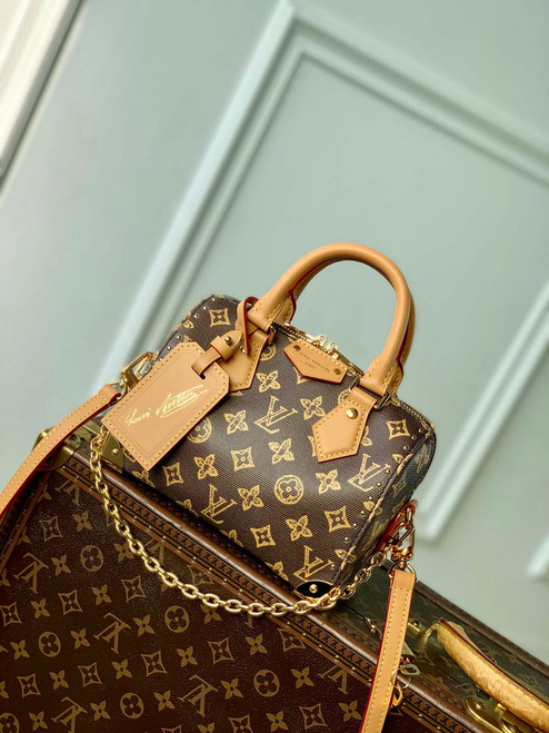 LV M28102 Louis Vuitton Speedy Trunk 20 Bag Monogram Origine Ebène