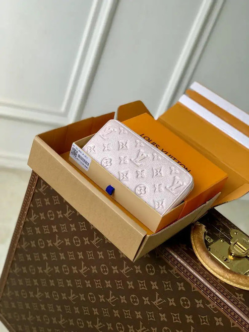 Louis Vuitton LV M27122 Victorine Long Wallet Pearl powder Monogram Empreinte