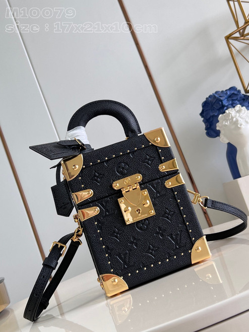 LV M10079 Louis Vuitton Camera Box Handbag Black Monogram Empreinte Leather