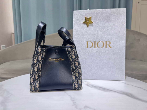 Dior M2840 Blue Dior Oblique Jacquard and Smooth Calfskin