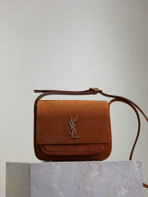 YSL 633151 Niki Baby Chain Bag Suede leather Brown