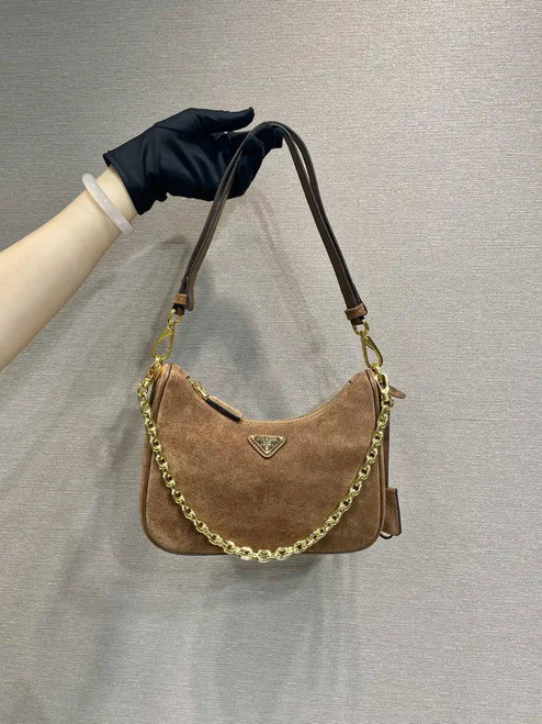 Prada Re-Edition Suede leather mini-bag 1BC204 Brown